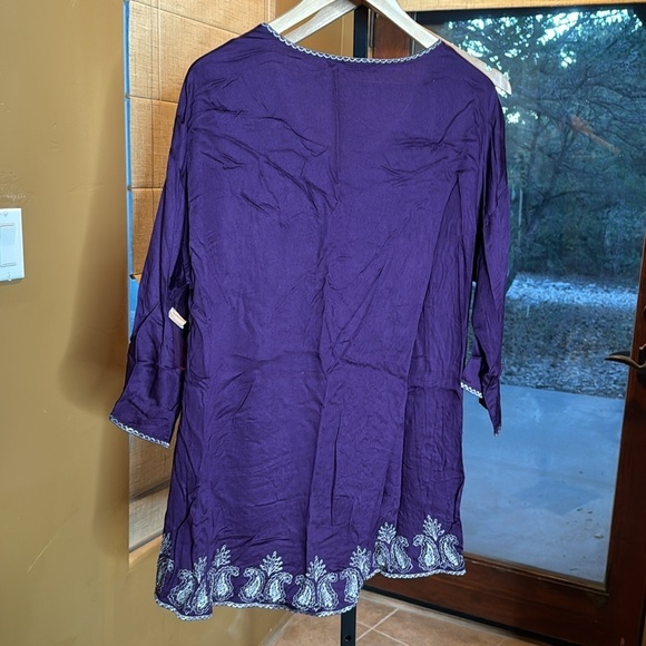 NWT Soft Surroundings Idaira Purple Embroidered Tunic Top Size Medium - Picture 10 of 11